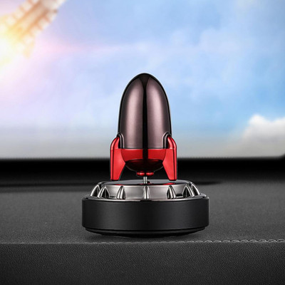 Znee Smart Aroma Car Freshener Diffuser Car Aromatherapy Rocket Shape Air Purification Compact Solar Car Rotary Aromatherapy (Red)(1 Units)