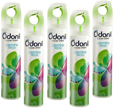 Odonil jasmine Spray New Room Spray (Pack of 5) Jasmine Fesh -220ml each(5 x 0.2 Units)