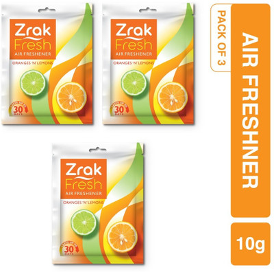 Zrak Pocket Air Freshener Oranges'N'Lemons For Home, Bathroom, Toilet, Car & Wardrobe Blocks Pocket Air Freshener Oranges'N'Lemons Fragrance For Home, Bathroom, Toilet, Car & Wardrobe(3 x 10 g)