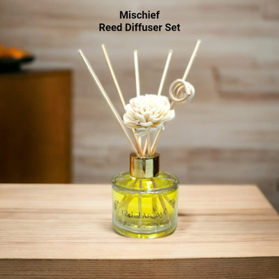 GLOBAL AROMA Mischief Reed Diffuser Set Fragrance for Office, Home, Gym and Yoga Diffuser Set Mischief Reed Diffuser Set 60ML,Fragrance for Office, Home, Gym and Yoga | Mood Enhancer, Smoke Less Room Freshener for Home(60 ml)