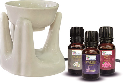 lifemantraa Ceramic Electric Diffuser Burner Set with 3 Aroma Oil - White Hand Shape Diffuser Set Ceramic Hand Shape Diffuser for Home Fragrance Burner with Rose, Mogra, Lavender Aroma Oil (White Colour)(1 Units) lifemantraa Ceramic Electric Diffuser Burner Set with 3 Aroma Oil - White Hand Shape Diffuser Set Ceramic Hand Shape Diffuser for Home Fragrance Burner with Rose, Mogra, Lavender Aroma Oil (White Colour)(1 Units)