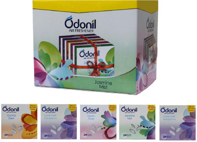 Odonil Jasmine Mist, Lavender Meadows, Mystic Rose, Orchid Dew, Fresh & Long Lasting Fragrance Blocks Lavender Meadows, Jasmine Mist, Mystic Rose, Orchid Dew, Air Freshener Mixed Air Freshener Blocks(5 x 40 g)