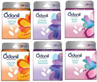 Odonil JASMINE, LAVENDER ,ROSE, orchid dew Car Freshener Blocks pack of 6(6 x 1 Units)