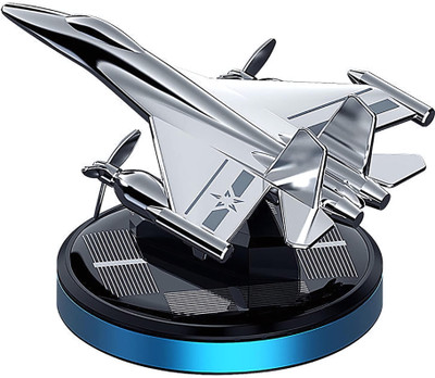 GlowMyst ® Solar Silver Fighter Jet Rotating Aromatherapy Metal Air Freshener Car Freshener Diffuser Solar Silver Fighter(1 Units)