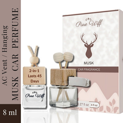 Pure Wiff 2 in 1 Car AC Vent + Hanging Perfume |Musk Fragrance Lasts upto 45 days Car Freshener Diffuser 2 in 1 Car AC Vent + Hanging Perfume |Musk Fragrance Lasts upto 45 days(8 ml)