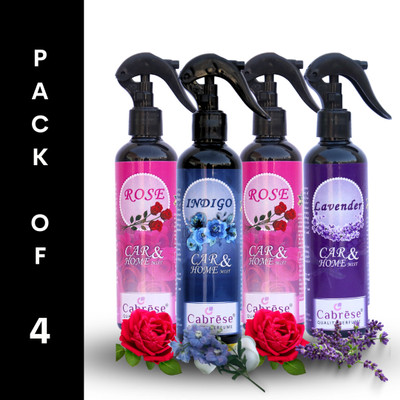 CABRESE Rose, Rose, Indigo, Lavender Spray Black bottle packaging premium room freshener(4 x 250 ml)
