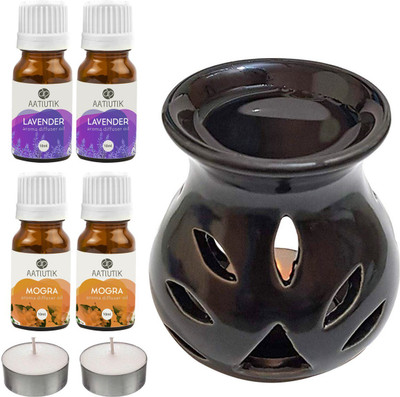 Aatiutik Mogra, Lavender Diffuser Set AT-2TL_BLACKTDIF_2LV_2MOG(7 x 5.71 ml)