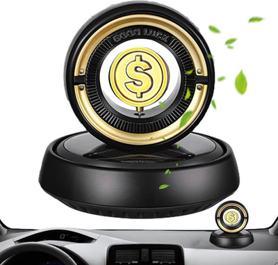Budwill ® Good Luck Solar Rotating Coin Air Freshener (Black) Diffuser Solar Good Luck Coin(1 Units)