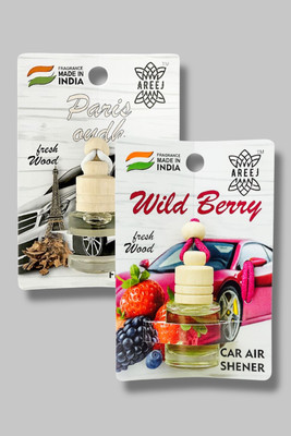 areej PARIS OUDH, Wild berry Car Freshener Diffuser Car hanging perfume Car air freshener Mix Combo(2 x 8 ml)