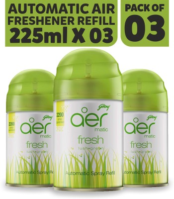 Godrej Aer Fresh, Lush, Green Automatic Spray(3 x 225 ml)