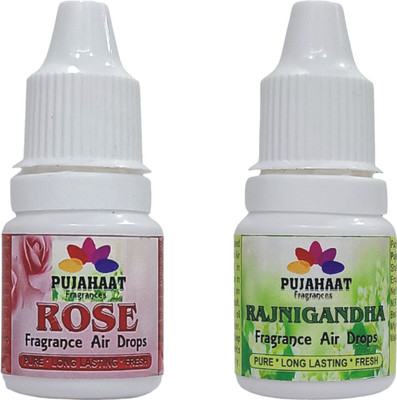 Pujahaat Rose, Rajnigandha Aroma Oil, Fridge Freshener, Potpourri, Refill Rose Rajnigandha air drops(2 x 5 ml)