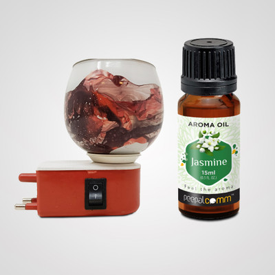 PeepalComm New R2 Trendy Design Electric Kapurdani Burner Lamp Air Freshner With 1 Aroma Oil, Diffuser Set Electric Kapoor Dani & Aroma Oil Diffuser with On Off Switch to Toggle Between Burner & Lamp With 1 High Aroma Oil R1(1 Units)