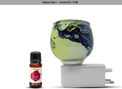 PeepalComm R2 Marble Printed Electric Kapoor Dani Camphor Diffuser Lamp with 1 15ml Rose Aroma Oil, Diffuser Set Premium Unique Marble Design Green Electric Air Freshener Kapurdani Night Lamp with Switch to Toggle Between Burner and Lamp With 1 Aroma Oil 15ml Rose R1(1 Units)