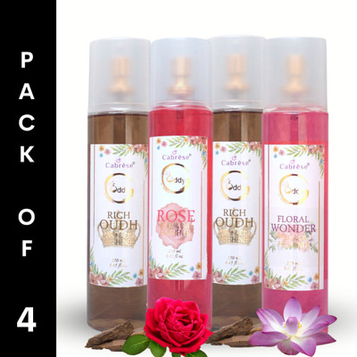 CABRESE Oudh, rose, floral wonder Spray ODDY ROOM AIR FRESHENER(4 x 250 ml)