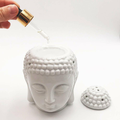 PeepalComm [Combo]O Premium Ceremic Buddha Aroma Oil Diffuser With 10 Pcs T-Light Candles,1 Aroma Oil, Diffuser Set [ Combo Pack ] Aroma Oil Buddha Diffuser With 1 Pack Of 10 Pcs T-Light Candles & 1 10 Ml High Scented Aroma Oil Set For All Air Freshner ( Best For Gift ) G(1 Units)