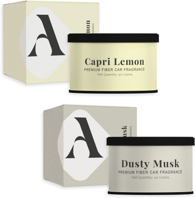 AuraFume Lemon&Musk Car Freshener Blocks Lemon & Musk Car Perfume Combo (Pack of 2) – Premium Fiber-Based Fragrance Up to 60 Days Freshness(2 x 40 g)