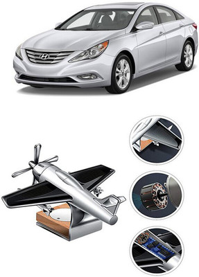 YUNEIK Car Solar Air Freshner Automatic Rotating Diffuser YK_SILVER-SINGLE-FAN-199(100 g)