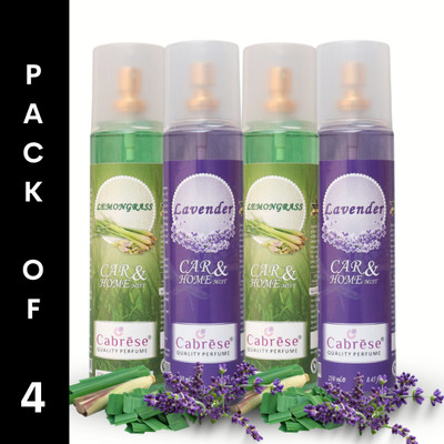 CABRESE LEMONGRASS, LAVENDER Car Freshener Spray PREMIUM ROOM FRESHENERS(4 x 250 ml)