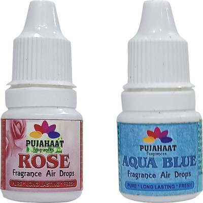 Pujahaat Aqua Blue, Rose Aroma Oil, Fridge Freshener, Potpourri, Refill Rose Aqua air drops(2 x 5 ml)