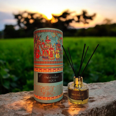 GLOBAL AROMA Reed Diffuser Set Aqua Fragrance Diffuser Set R-SET120ML-AQUA-B-FIBER(120 ml)