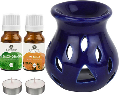 Aatiutik Mogra, Lemongrass Diffuser Set AT-2TL_BLUETDIF_LG_MOG(5 x 4 ml)