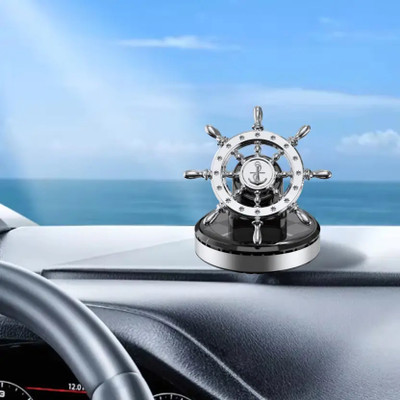 Iris Grape ® Helmsman Ship Steering Wheel Anchor Rotating Design Solar Power Perfume Silver Diffuser Ship Wheel Anchor Solar Car Multicolor(1 Units)