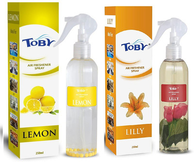TOBY LEMON , LILY AIR FRESHENER,250 ml each ,pack of 2. Spray LEMON , LILY AIR FRESHENER,250 ml each ,pack of 2.(2 x 250 ml)