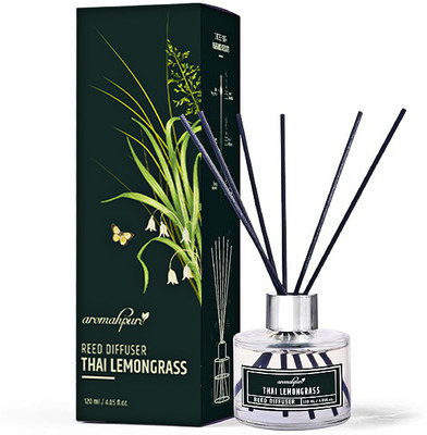 Aromahpure Reed Diffuser with 6 Fiber Reed Sticks | Lemongrass Room Air Freshener For Home Diffuser Set REED-DIFFUSER(120 ml)