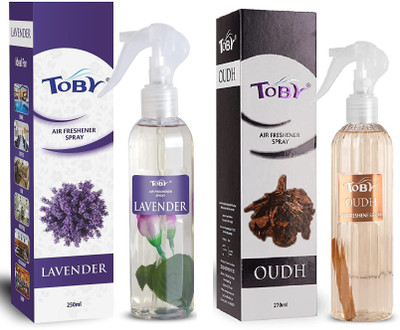 TOBY LAVENDER , OUDH AIR FRESHENER ,250 ml each ,pack of 2. Spray LAVENDER , OUDH AIR FRESHENER ,250 ml each ,pack of 2.(2 x 250 ml)