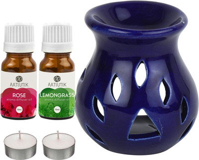 Aatiutik Rose, Lemongrass Diffuser Set AT-2TL_BLUETDIF_RS_LG(5 x 4 ml)