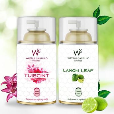 Wattle Castillo Tuiscint & Lemon Leaf Automatic Air Room Freshners For Suit Any Room Refill, Automatic Spray 300ml Air Freshener Refilled(2 x 265 ml)