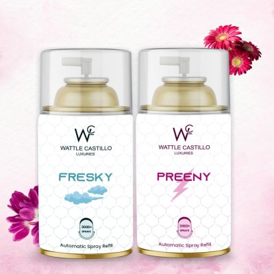 Wattle Castillo Fresky Automatic Air Freshener, And Preeny Room Fresheners For Bed room Refill, Automatic Spray(2 x 265 ml)