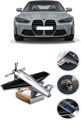 YUNEIK Car Solar Air Freshner Automatic Rotating Diffuser YK_SILVER-SINGLE-FAN-65(100 g)