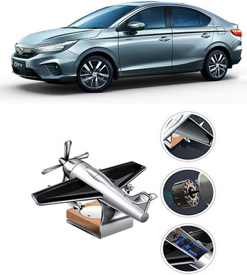 YUNEIK Car Solar Air Freshner Automatic Rotating Diffuser YK_SILVER-SINGLE-FAN-164(100 g)