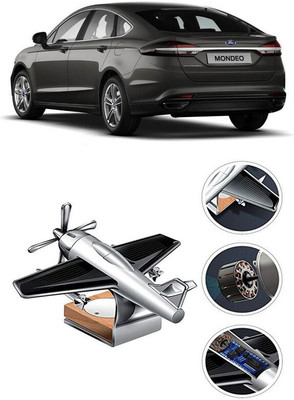 YUNEIK Car Solar Air Freshner Automatic Rotating Diffuser YK_SILVER-SINGLE-FAN-139(100 g)