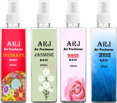 BVN International Intimate, Jasmine, Rose, Musk Spray Intimate, Jasmine, Rose, Musk Car Air Freshener Spray 250ml – Long-lasting Fragrance, Eco-friendly, Air Freshener(4 x 200 ml)