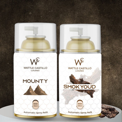Wattle Castillo Luxuries Mounty Feel Natural Atmosphere, And Smokyoud Feel Burning Desire Automatic Spray 265ml Air Freshener Refilled(2 x 1 Units)
