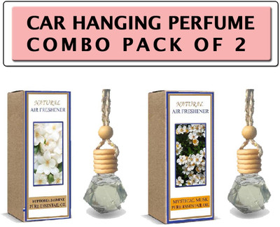 WINKCART Car Air Freshener – Hanging Diffuser Combo Long-Lasting Musk & Jasmine Fragrance Diffuser, Aroma Oil Musk & Jasmine Car Air Freshener – Natural Essential Oil Hanging Diffuser Combo (Pack of 2) | Long-Lasting & Refreshing Aroma(2 x 10 ml)