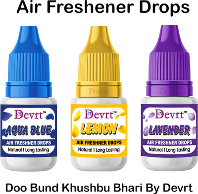Devrt Aqua Blue ac room freshener, Lavender car freshener, Lemon bathroom toilet freshener Diffuser ac room freshener bathroom toilet freshener Aqua Blue,Lemon,Lavender air freshener toilet car freshener(3 x 5 ml)