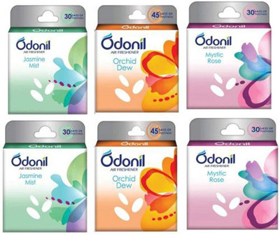 Odonil Super Saver Combo Of Fragrance JASMINE,ROSE, orchid dew Blocks B_ODO-50g-J2-S2-R2-6nos(6 x 1 Units)