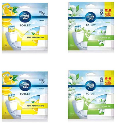 Ambipur jasmine, LEMON Diffuser Air Freshener/Purifier Toilet Real Perfume Oil Fresh Lemon,Jasmine bathroom freshener combo pack of 4 5.5ML(4 x 1.38 ml)