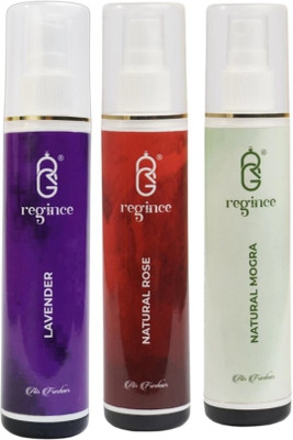 REGINCE Airfreshner Car Freshener Spray Natural Room Air Freshner Spray Combo Mogra,Rose&Lavender(3X100mL)| Water based long lasting Fragrance for Home, Office & Car|Long Lasting Fragrance 07(3 x 1 Units)