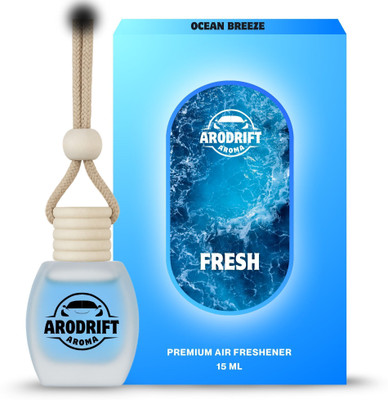 AroDrift Ocean Breeze Aroma Oil, Diffuser Set, Refill Premium Hanging Car Perfume Pack Of 1 Ocean Breeze Last Up to 30 Days Car Accessories Natural Essential Fragrance Oils in Glass Bottle with Wooden Diffuser Lid 15ML(15 ml)