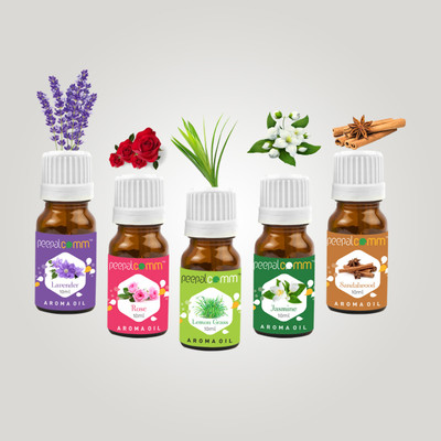 PeepalComm Aroma Essential Oils for Diffuser Set of 5 Fragrance For Room Freshner Aroma Oil High Scented aroma oil Set of 5(5 x 2 ml)