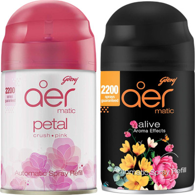 Godrej Aer ALIVE, PETAL Car Freshener Refill Aer Matic Refill GJ,RS,ALV(2 x 225 ml)