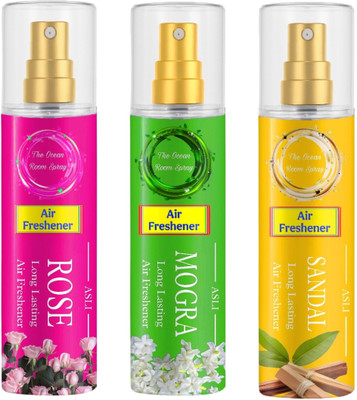 The Ocean Rose And Mogra And Sandal Air Freshner, Long Lasting Air Freshener Spray Rose And Mogra And Sandal(Chandan) Air Freshner | Long Lasting Air Freshener | Room Freshener Long Lasting For Car,Home,Hospital,Office,Restaurant(2 x 250 ml)