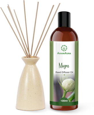 Asian Aura Mogra Diffuser Set Cream Pot Reed Diffuser with Aroma Oil Mogra Fragrance(100 ml)