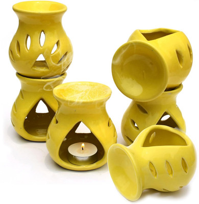 LANDSLIDE Ceramic 97 Aroma Burner, Yellow (7.5 X 9.5 cm) Diffuser Set 97AROMA-BRNRYLW-5PCS(5 x 30 ml)