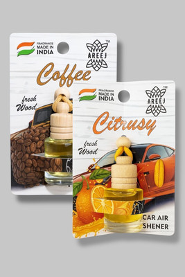 areej Coffee, Citrusy Car Freshener Diffuser Car hanging perfume Car air freshener Mix Combo(2 x 8 ml)
