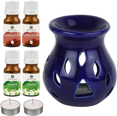 Aatiutik Jasmine, Sandalwood Diffuser Set AT-2TL_BLUETDIF_2SW_2JAS(7 x 5.71 ml)
